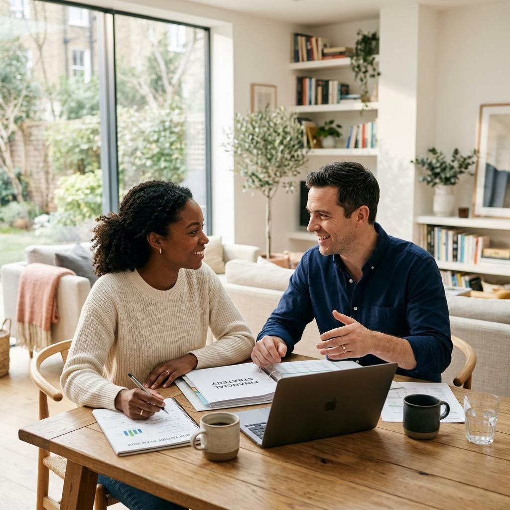 Two professionals reviewing business financial records.